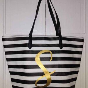 X-Large Black & White Stripped Tote with S